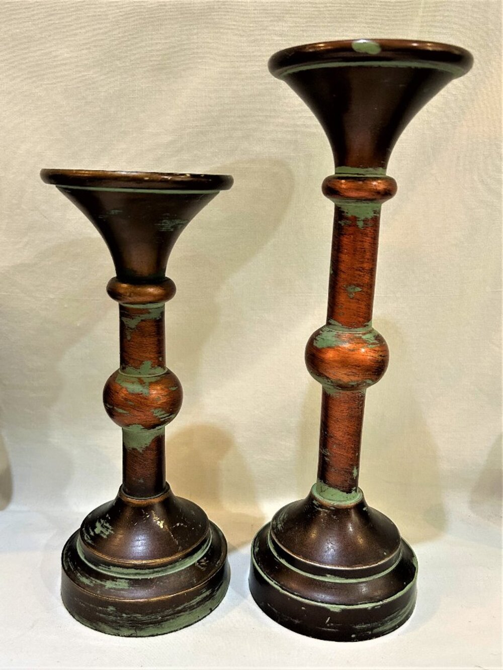 Southern Living Renaissance Metal Candle Holders with Oxidized Copper Finish